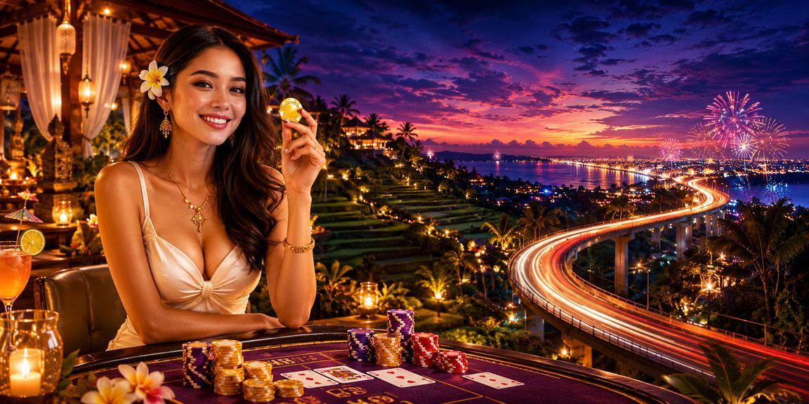 Suasana festival permainan baccarat dengan nuansa hiburan malam yang meriah