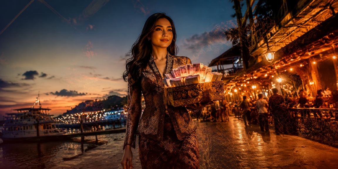 Suasana taruhan malam di pasar malam penuh cahaya